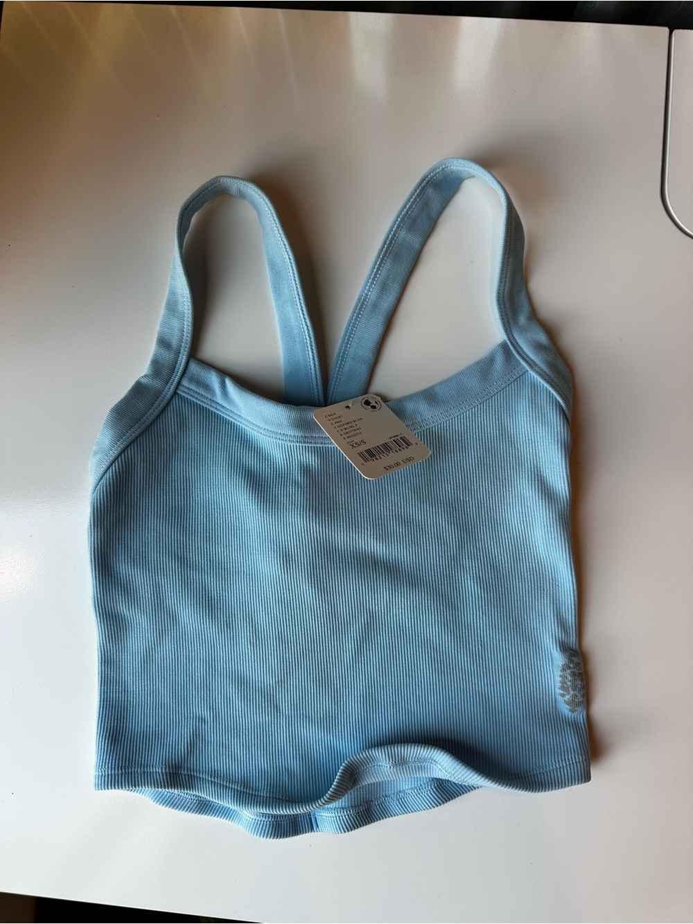 FP Movement by Free People Light Blue Ribbed Tank Top